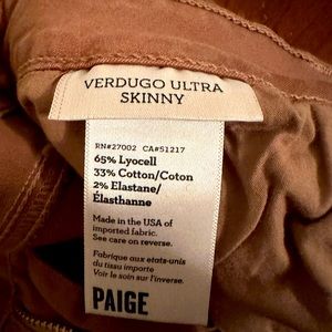 Paige brown straight leg denim sz 31/12
